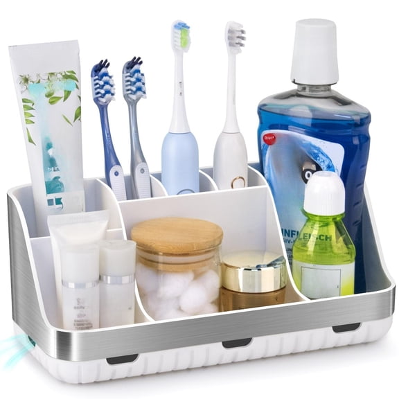 Bathroom Organizers and Storage - Detachable 7 Slots for Bathroom Accessories Organization Counter Vanity Storage