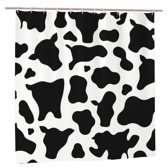 Bathroom Partition Shower Curtain 72x72in Bathroom Special Waterproof Mildew Resistant High Temperature With 12 Iron Hooks Simple Cow Print Pattern, Vector Art Style_4