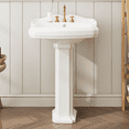 thumbnail image 1 of Bathroom Pedestal Sinks,Pedestal Sink 23" W X 19" D Vintage White Ceramic Pedestal Bathroom Sink With Overflow and 3 Pre-Drilled Holes - Fits 4-Inch/8-Inch Faucets, 1 of 8
