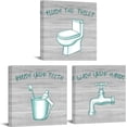 thumbnail image 1 of Bathroom Picture Art Prints Teal and Grey Wall Decorations Wash Your Hands Sign Paintings Ready to Hang (Small-12 x12 x3pcs), 1 of 6