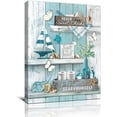 thumbnail image 1 of Bathroom Picture For Wall Rustic Bathroom Canvas Wall Art Blue Bathroom Pictures Beach Theme Bathroom Signs Painting Home Decorations For Bathroom Framed Ready To Hang 12x16Inch, 1 of 6