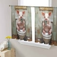 thumbnail image 1 of Bathroom Pig Semi Sheer Curtains 45 Inch Length 2 Panels Set, Toilet Animals Vintage Sheer Kitchen Curtain Privacy Voile Window Curtain for Living Room Bedroom Rod Pocket Drapes, 1 of 7