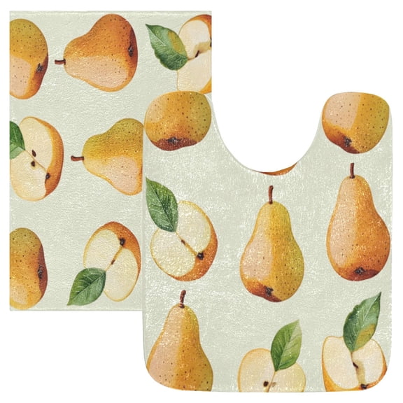 Bathroom Plush Absorbent Mat Combined U-Shaped Square Pad Bath Mat Fluffy Suitable For Bathroom Toilet Living Room Absorb Water Non-Slip Durable Yellow Pear Lovely