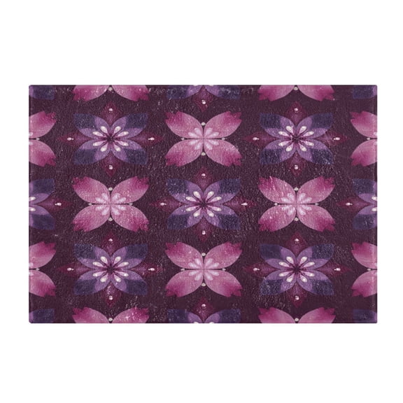Bathroom Plush Absorbent Mat Single Square Pad 16x24Inches Bath Mat Fluffy Suitable For Bathroom Toilet Living Room Absorb Water Non-Slip Durable Amethyst Petal Tiled Motif