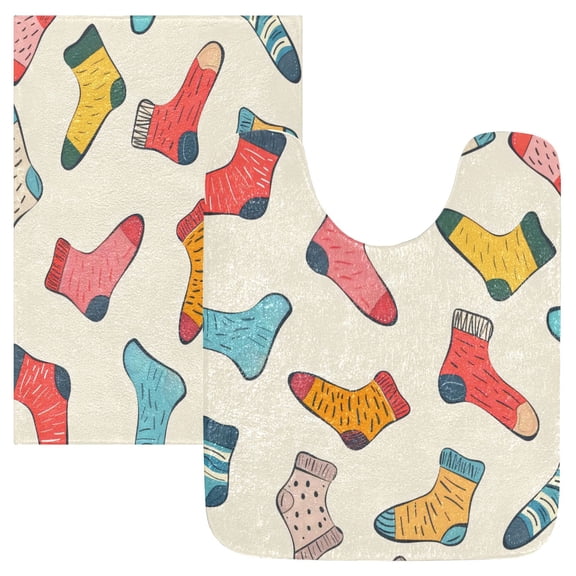 Bathroom Plush Absorbent Mat Single Square Pad 16x24Inches Bath Mat Fluffy Suitable For Bathroom Toilet Living Room Absorb Water Non-Slip Durable Colored Socks