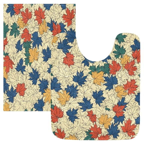 Bathroom Plush Absorbent Mat Single Square Pad 16x24Inches Bath Mat Fluffy Suitable For Bathroom Toilet Living Room Absorb Water Non-Slip Durable Colorful Cartoon Maple Leaf