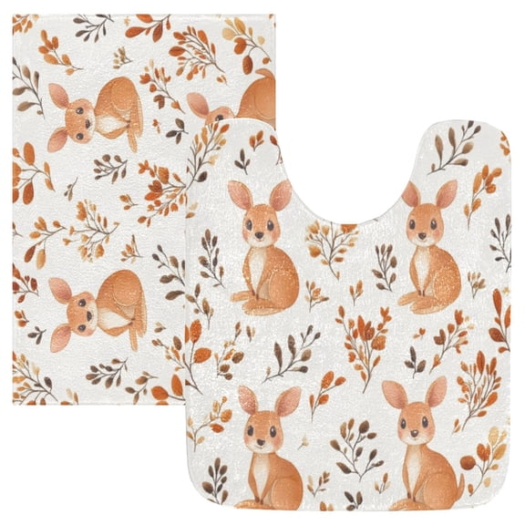 Bathroom Plush Absorbent Mat Single Square Pad 16x24Inches Bath Mat Fluffy Suitable For Bathroom Toilet Living Room Absorb Water Non-Slip Durable Cute Cartoon Kangaroo