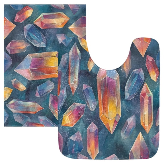 Bathroom Plush Absorbent Mat Single Square Pad 16x24Inches Bath Mat Fluffy Suitable For Bathroom Toilet Living Room Absorb Water Non-Slip Durable Gemstone