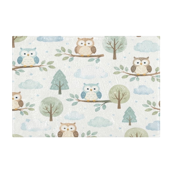 Bathroom Plush Absorbent Mat Single Square Pad 16x24Inches Bath Mat Fluffy Suitable For Bathroom Toilet Living Room Absorb Water Non-Slip Durable Owl Forest Whimsy