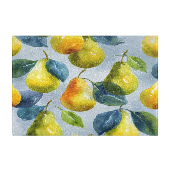 Bathroom Plush Absorbent Mat Single Square Pad 16x24Inches Bath Mat Fluffy Suitable For Bathroom Toilet Living Room Absorb Water Non-Slip Durable Yellow Pear Watercolor Style