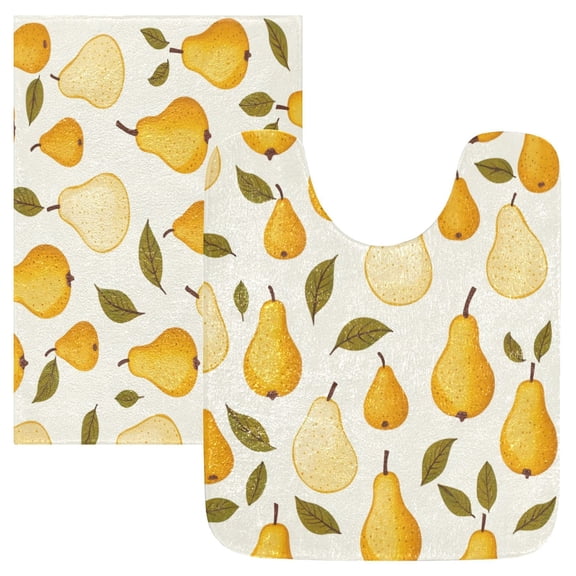 Bathroom Plush Absorbent Mat Single Square Pad 16x24Inches Bath Mat Fluffy Suitable For Bathroom Toilet Living Room Absorb Water Non-Slip Durable Yellow Pear