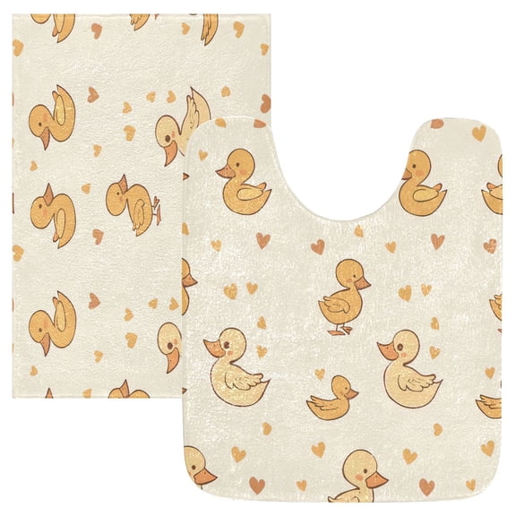 Bathroom Plush Absorbent Mat Single Square Pad 16x24Inches Bath Mat Fluffy Suitable For Bathroom Toilet Living Room Absorb Water Non-Slip Durable Yellow Duck