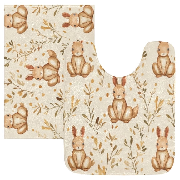 Bathroom Plush Absorbent Mat Single U-pad 20x24 Inches Bath Mat Fluffy Suitable For Bathroom Toilet Living Room Absorb Water Non-Slip Durable Cute Kangaroo