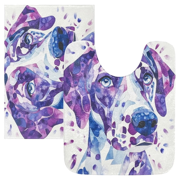 Bathroom Plush Absorbent Mat Single U-pad 20x24 Inches Bath Mat Fluffy Suitable For Bathroom Toilet Living Room Absorb Water Non-Slip Durable Pretty Blue Cool Dog