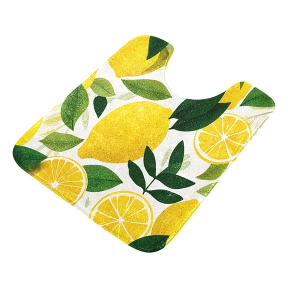 Bathroom Plush Absorbent Mat Single U-pad 20x24 Inches Bath Mat Fluffy Suitable For Bathroom Toilet Living Room Absorb Water Non-Slip Durable Yellow Lemon Pattern