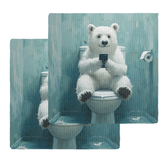 Bathroom Polar Bear Dish Towels Set, Waffle Weave Kitchen Towels 2 ...