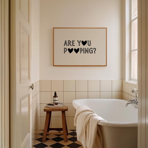 Bathroom Print, Are You Pooping Print, Toilet Wall Art, Quirky Bathroom Typography Home Decor #2567, 24x36 UNFRAMED