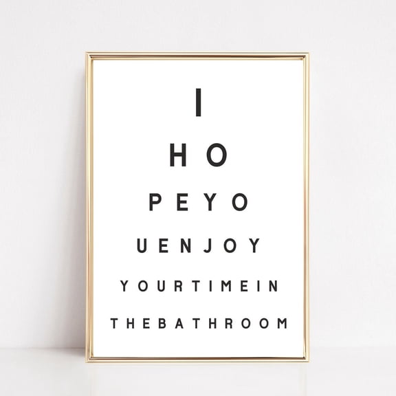 Bathroom Print, Bathroom Wall Decor, Bathroom Eye Chart Print, Print Wall Art For Bathroom, Bathroom Wall Art, UNFRAMED PAPER POSTER, Home Decor, Vintage Gift, Living Room Dercor