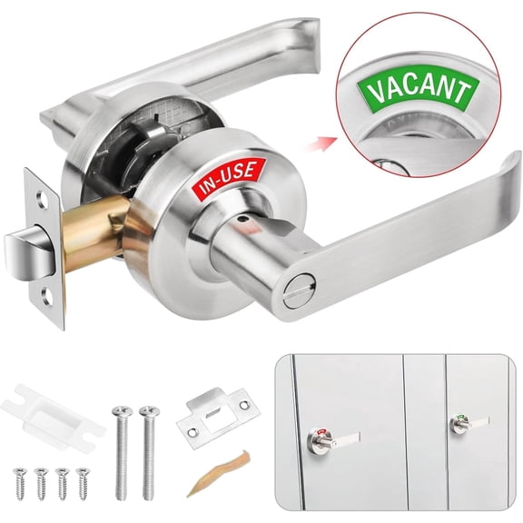 Bathroom Privacy Lock - Vacant/Occupied Indicator, Ansi Grade 2 Commercial Grade, Satin Chrome
