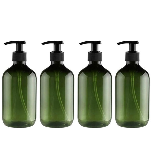 Bathroom Products,4PCS Transparent PET Plastic Bottles With Black Screw Caps, Recyclable 300 ML