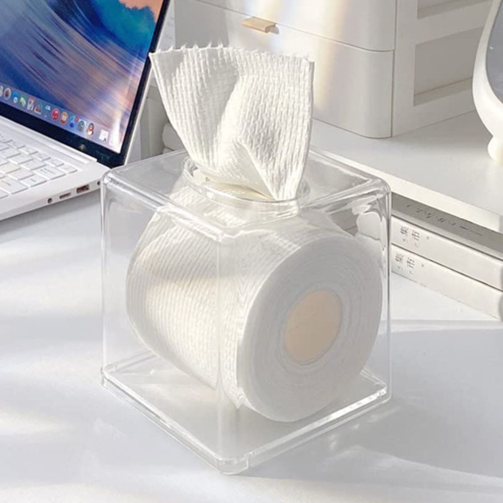 Bathroom Products Acrylic Cotton Square Pads Holder Acrylic Tissue Box ...