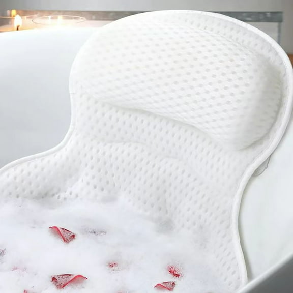 Bathroom Products Bathtub Pillow for Neck and Back Support with Fast Drying 4D Mesh Fabric and Non- Suction Cups - Spa Bath Accessory for Women and Men