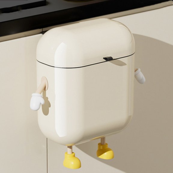 Bathroom Products,Cartoon Hangings Garbage Can With Lid Space Saving Under Sink Trash Can For Cupboard Perfect For Kitchen Bathroom Decors Trash Can