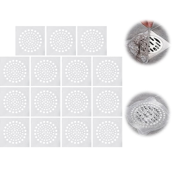Bathroom Products,Disposable Shower Drain Hair Catcher Covers 4" x 4", Square Drain Mesh Sticker for Bathroom, Bathtub, Laundry, Kitchen Sink, Effective for Human & Pet Hair (15 Pack)