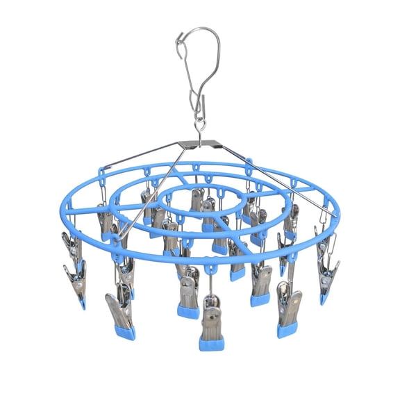Bathroom Products,Funamily Clothes Drying Rack Stainless Laundry Drip Hanger With 24 Clips Round Swivel Windproof Hook Underwear Hanger For Drying Towel Bras Sock Lingerie Baby