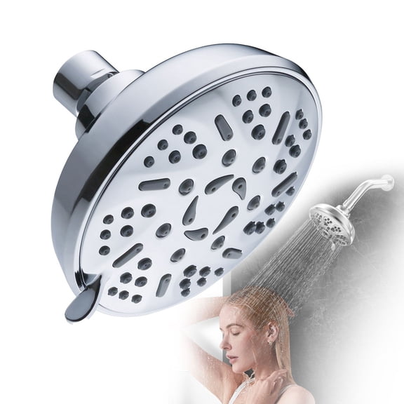Bathroom Products,High Pressure Shower Head With 9 Setting 360° Adjustable Metal Swivel Joint | Cleaning Nozzles For Strong Water | Easy Install Rain Showerhead Relaxing Spa