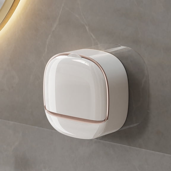 Bathroom Products,Soap Holder With Drain Tray WallMounted Soap Box Wall Mounted Drain SoapBox With Flip Lid For Bathroo No Punch Soap Box Wall Mounted No Punching Soap Dish Holder
