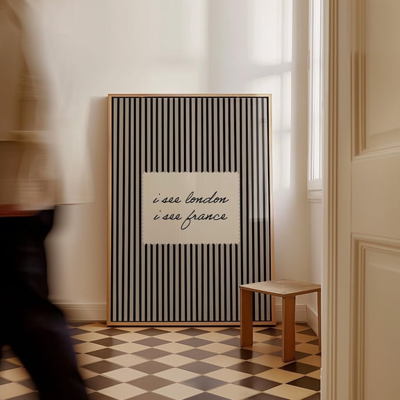 Bathroom Quote Print I See London Black Stripe Art, Unframed Canvas 16x20in