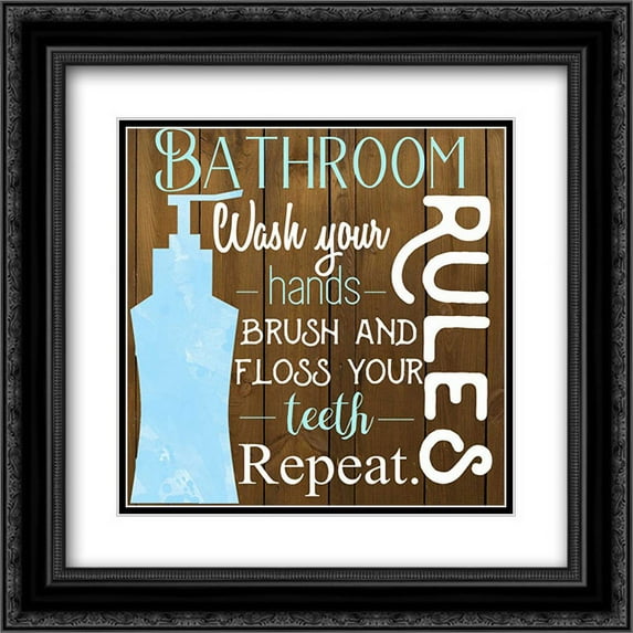 Bathroom Repeat 2x Matted 20x20 Black Ornate Framed Art Print by Matic,Jelena