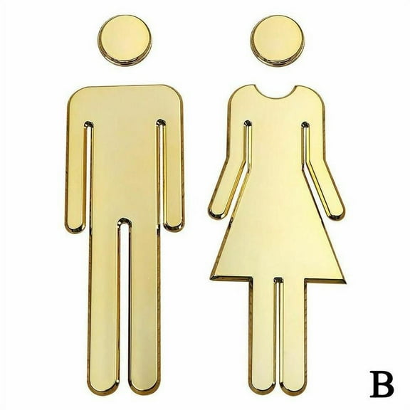 Bathroom Restroom Loo Woman&Man 3D Toilet Sign WC Sticker Plaque DIY Door 9CA к_ X9O6