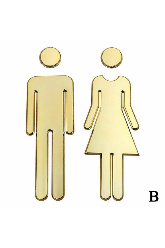 Bathroom Restroom Loo Woman&Man 3D Toilet Sign WC Sticker Plaque DIY Door 9CA6B