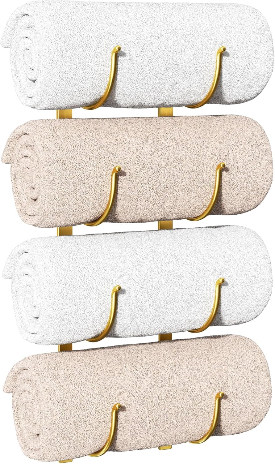 Bathroom Rolled Towel Rack: 4-Tier Wall Mounted Towel Storage Holder ...