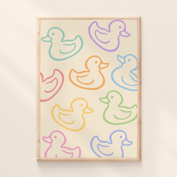 Bathroom Rubber Ducky Colorful Washroom Bath Time Restroom Decor Retro Eclectic Duckies Sign