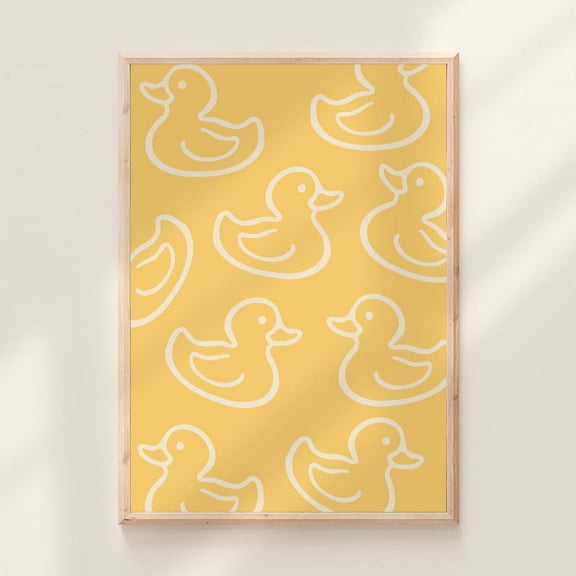 Bathroom Rubber Ducky Print Yellow Duck Wall Art Washroom Decor Bath Time Eclectic Restroom Sign