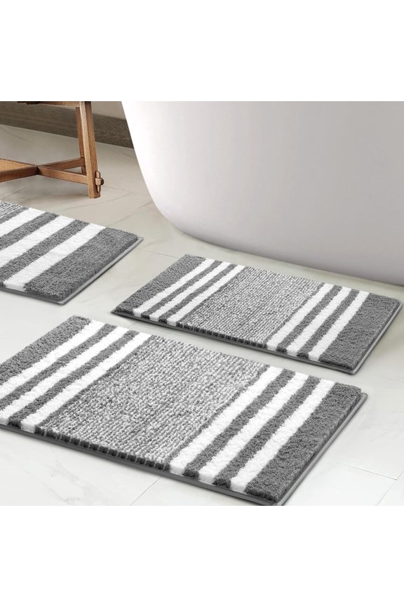 Bathroom Rug, 16"x24" Extra Soft Microfiber Non Slip Bath, Water Super Absorbent Thick Bath Rugs, Machine Washable Quick Dry Small Bathroom Carpet for Shower Floor, Shower and Tub Gray