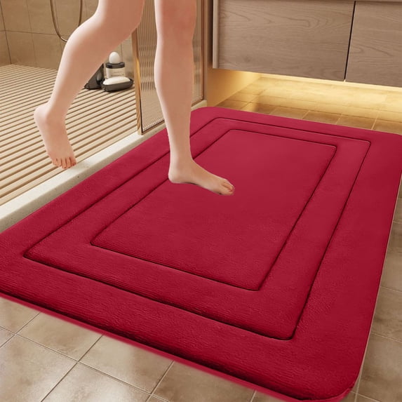 Bathroom Rug 16x24 Inch - Microfiber Absorbent Floor Mat Non Slip Shower Mat for Kitchen Bedroom Entryway - Soft Velvet Fleece Bath Mat Washable for Tub Sink Laundry Room Pet Feeding Area