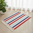 Bathroom Rug 2'x 3', Blue Red Striped Woven Cotton Washable Rug with ...