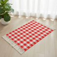 thumbnail image 1 of Bathroom Rug 2'x 3', Red White Plaid Woven Cotton Washable Rug with Tassels, Modern Farmhouse Buffalo Check Gingham Non Slip Front Door Mat for Entrance, Doorway, Hallway, Laundry Room, 1 of 9