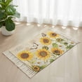 thumbnail image 1 of Bathroom Rug 2'x 3', Sunflower Farmhouse Woven Cotton Washable Rug with Tassels, Spring Summer Retro Floral Butterflies Non Slip Front Door Mat for Entrance, Doorway, Hallway, Laundry Room, 1 of 9