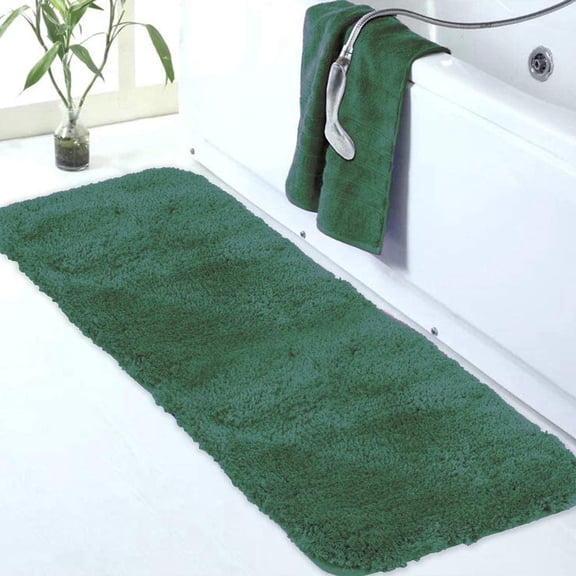 Bathroom Rug 24 x 72 Inches Hunter Green Extra Soft Absorbent Shaggy Microfiber Non Slip Machine Washable Floor Mat