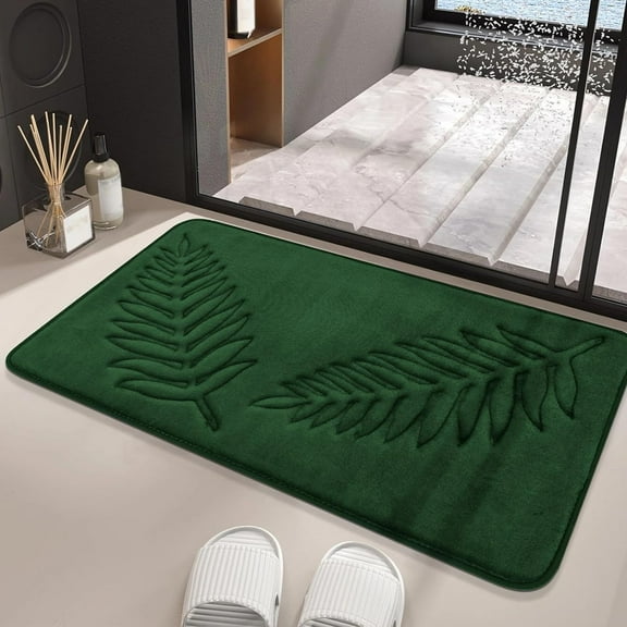 Bathroom Rug 32 x 20inch, Non Slip Bath Mat, Soft Black Memory Foam Bath Mat Water Absorbent, Washable Rugs for for Bathroom Bedroom