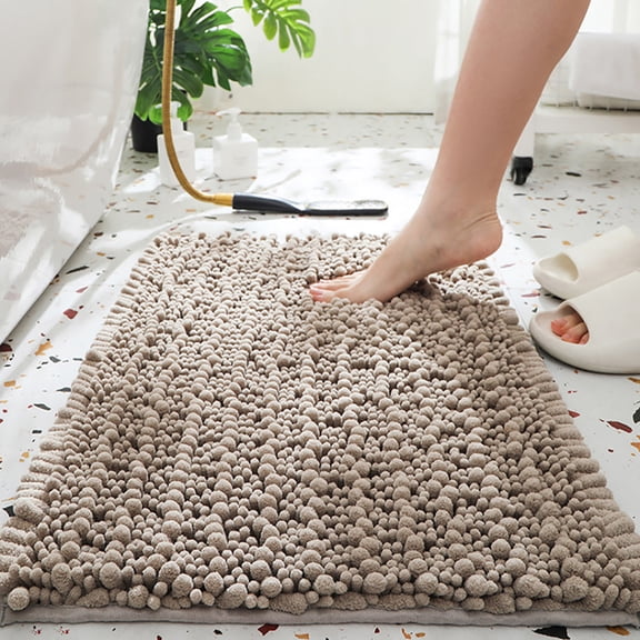 Bathroom Rug 40 X 60 Cm,Chenille Bath Mat Non-Slip,Soft Bath Mat Machine Washable,Microfibre Absorbent Bath Rug For Bath,Shower And Bathroom - Grey