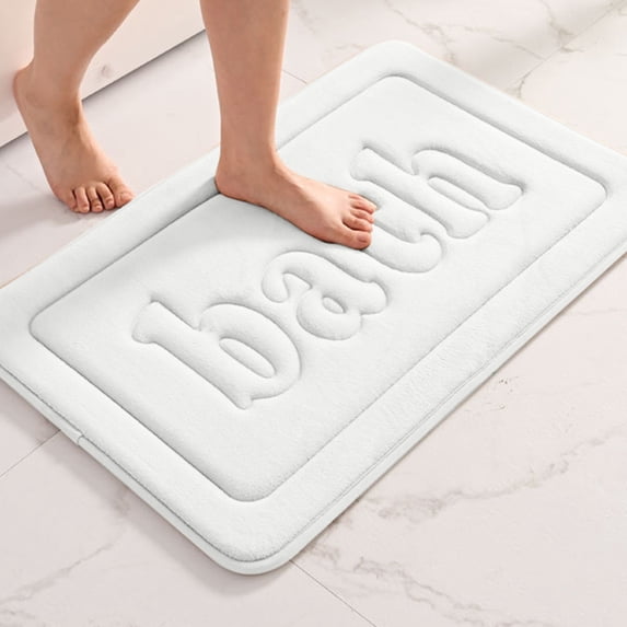Bathroom Rug Absorbent Non-Slip, Machine Washable Soft Comfortable Quick-Drying Shaggy Bath Mat, Thick Microfiber Floor Mat with Secure Backing for Tub Side Sink Vanity