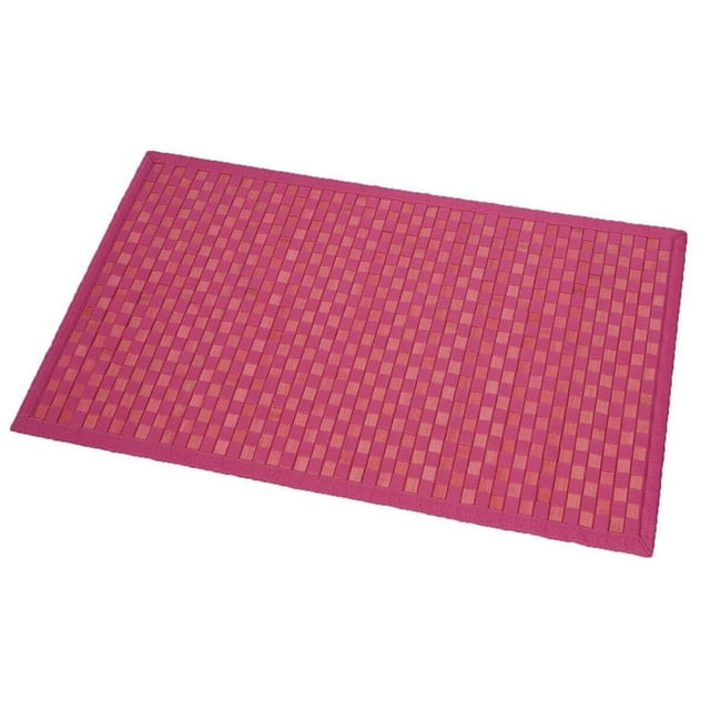 Bathroom Rug Bamboo Checkerboard Mat Pink 32"L x 20"W