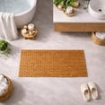 thumbnail image 1 of Evideco French Home Goods Rectangular Natural Bamboo Bathroom Mat - Non Slip Bath Mat - Perfect for Shower, Spa, Sauna and Bathroom Decor - Foldable Duckboard, 16 x 40 inches, Light Brown, 1 of 8