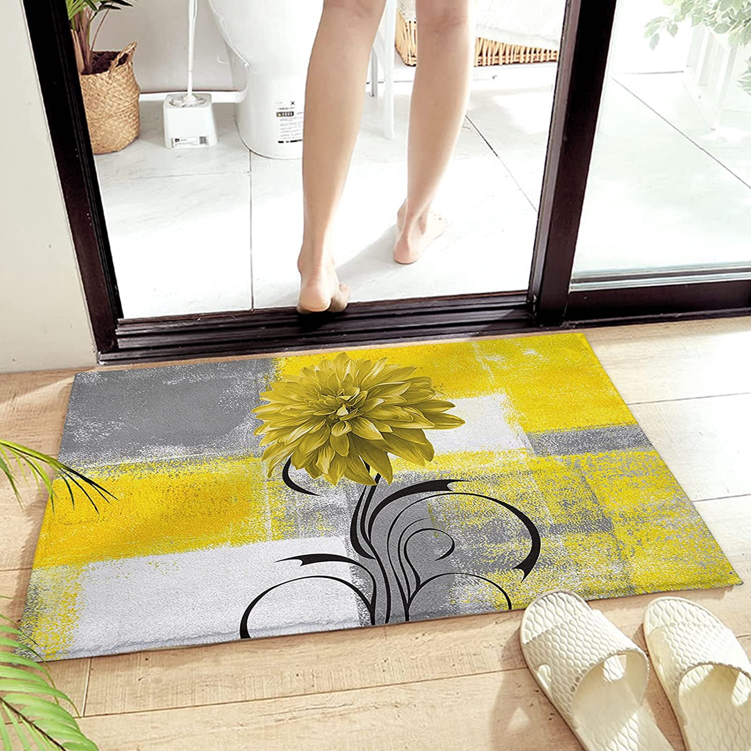 Yellow And Gray Bathroom Rugsnull